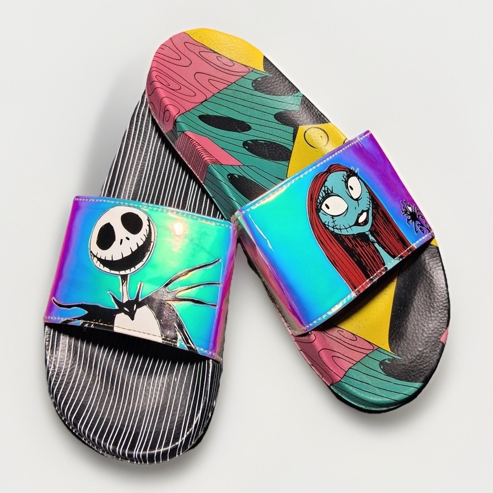 Disney Ground Up Nightmare Before Christmas Jack Sally‎ Iridescent Slides Size 8